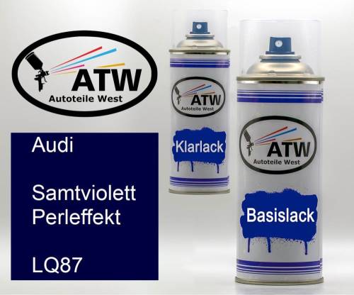 Audi, Samtviolett Perleffekt, LQ87: 400ml Sprühdose + 400ml Klarlack - Set, von ATW Autoteile West.